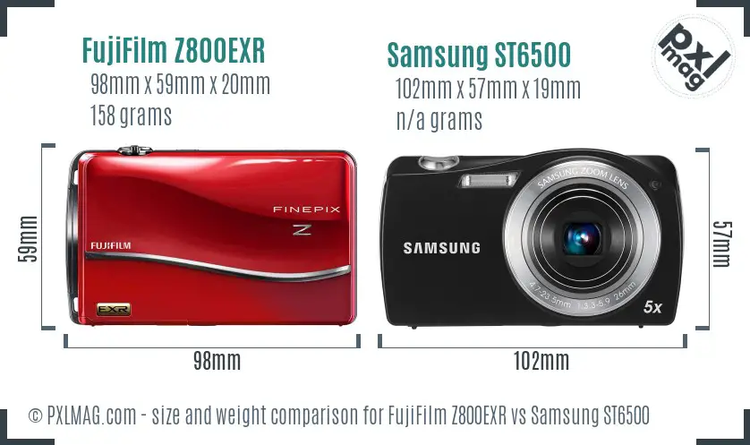 FujiFilm Z800EXR vs Samsung ST6500 size comparison