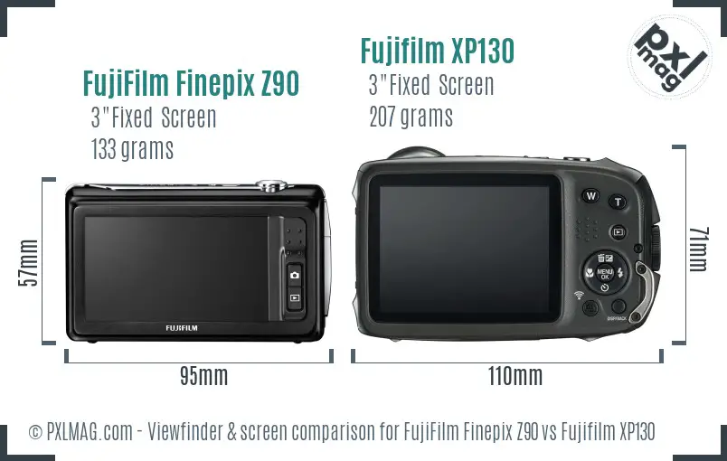 FujiFilm Finepix Z90 vs Fujifilm XP130 Screen and Viewfinder comparison