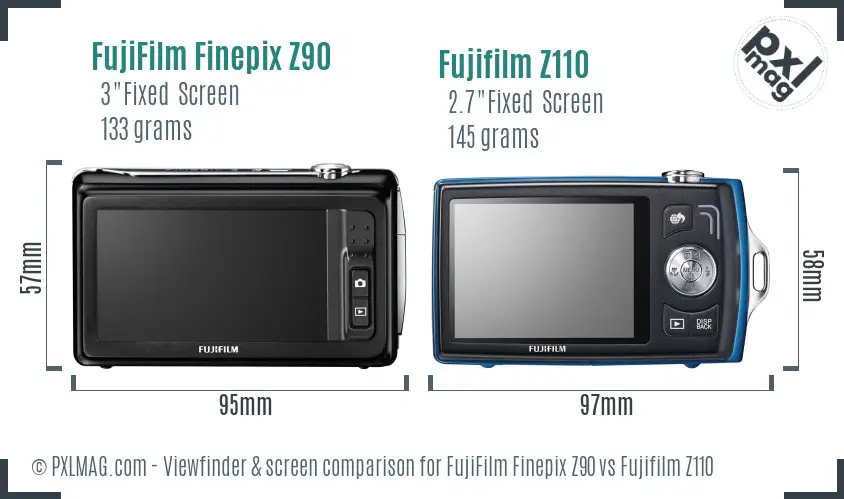 FujiFilm Finepix Z90 vs Fujifilm Z110 Screen and Viewfinder comparison