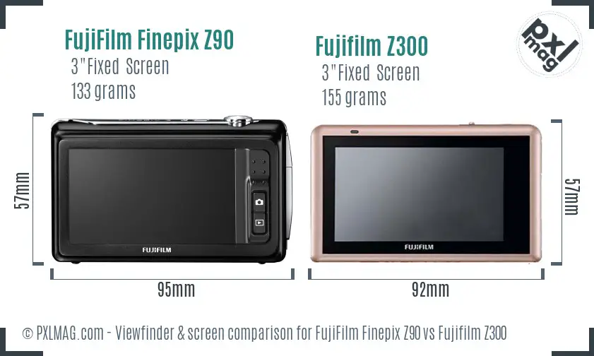 FujiFilm Finepix Z90 vs Fujifilm Z300 Screen and Viewfinder comparison