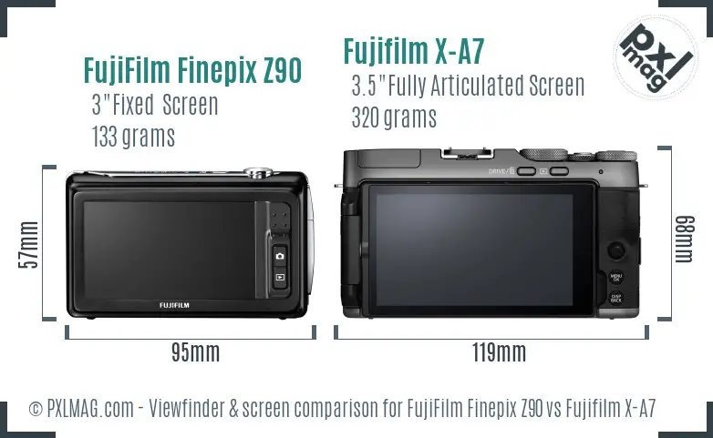 FujiFilm Finepix Z90 vs Fujifilm X-A7 Screen and Viewfinder comparison