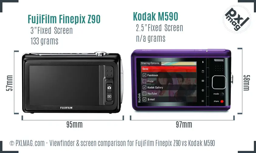 FujiFilm Finepix Z90 vs Kodak M590 Screen and Viewfinder comparison FujiFilm Finepix Z90 vs Kodak M590 Screen and Viewfinder comparison