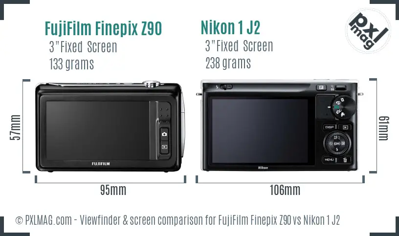 FujiFilm Finepix Z90 vs Nikon 1 J2 Screen and Viewfinder comparison FujiFilm Finepix Z90 vs Nikon 1 J2 Screen and Viewfinder comparison