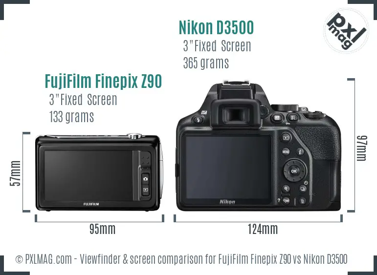 FujiFilm Finepix Z90 vs Nikon D3500 Screen and Viewfinder comparison