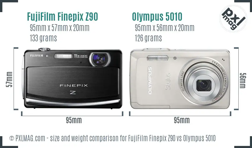 FujiFilm Finepix Z90 vs Olympus 5010 size comparison