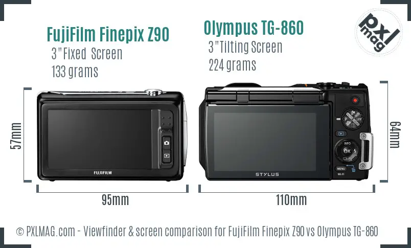 FujiFilm Finepix Z90 vs Olympus TG-860 Screen and Viewfinder comparison FujiFilm Finepix Z90 vs Olympus TG-860 Screen and Viewfinder comparison