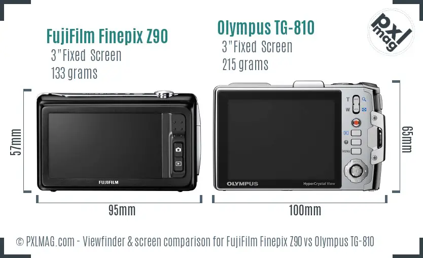 FujiFilm Finepix Z90 vs Olympus TG-810 Screen and Viewfinder comparison FujiFilm Finepix Z90 vs Olympus TG-810 Screen and Viewfinder comparison