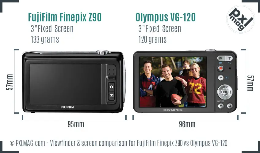 FujiFilm Finepix Z90 vs Olympus VG-120 Screen and Viewfinder comparison
