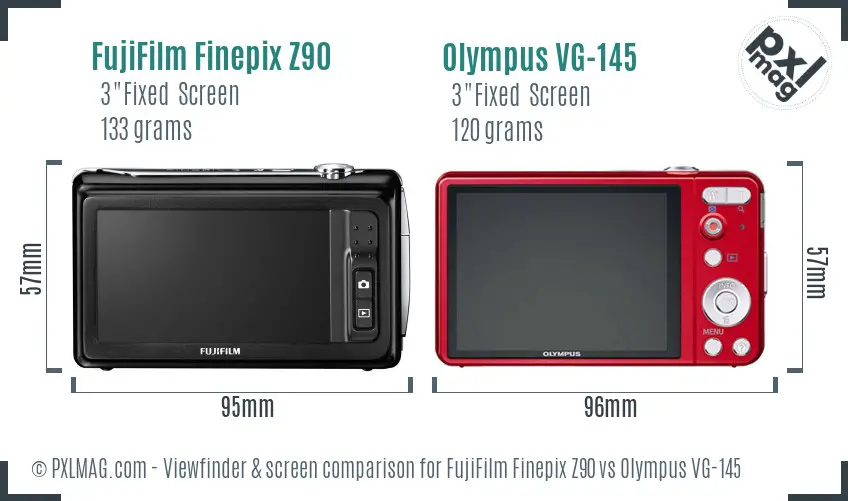 FujiFilm Finepix Z90 vs Olympus VG-145 Screen and Viewfinder comparison