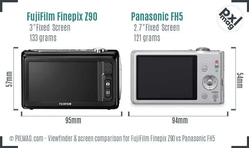 FujiFilm Finepix Z90 vs Panasonic FH5 Screen and Viewfinder comparison