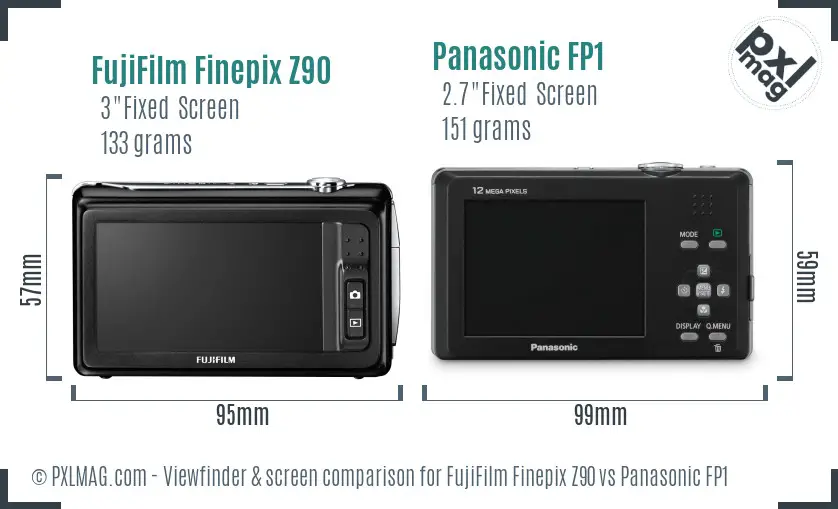 FujiFilm Finepix Z90 vs Panasonic FP1 Screen and Viewfinder comparison