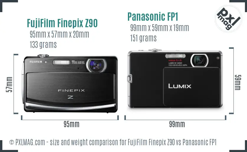FujiFilm Finepix Z90 vs Panasonic FP1 size comparison