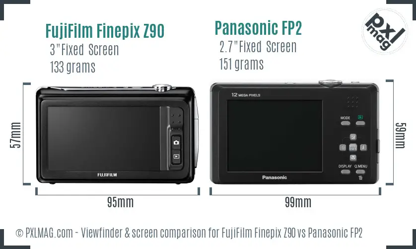 FujiFilm Finepix Z90 vs Panasonic FP2 Screen and Viewfinder comparison