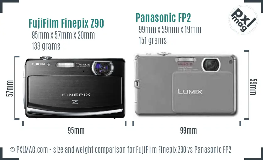 FujiFilm Finepix Z90 vs Panasonic FP2 size comparison
