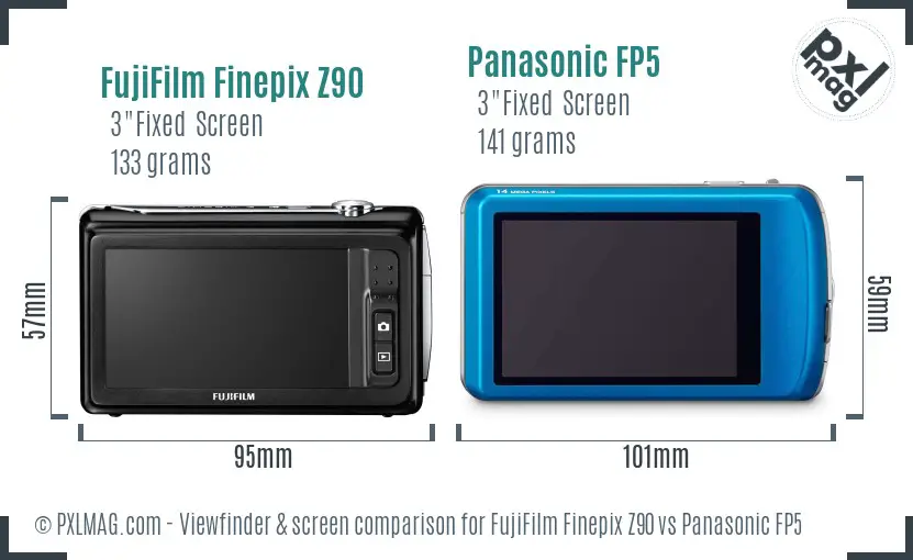 FujiFilm Finepix Z90 vs Panasonic FP5 Screen and Viewfinder comparison