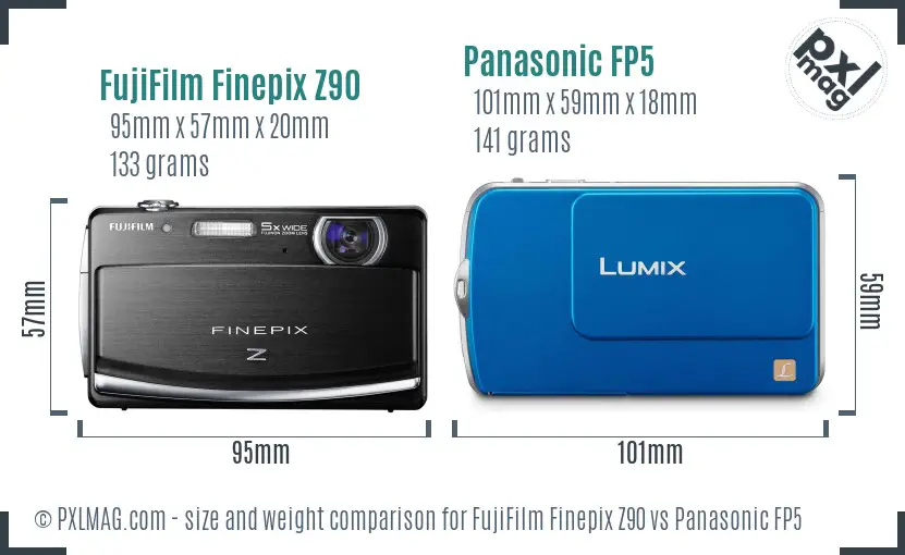 FujiFilm Finepix Z90 vs Panasonic FP5 size comparison
