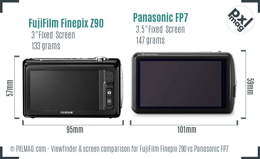FujiFilm Finepix Z90 vs Panasonic FP7 Screen and Viewfinder comparison