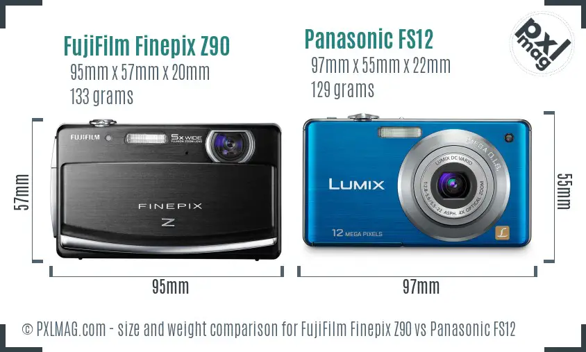 FujiFilm Finepix Z90 vs Panasonic FS12 size comparison