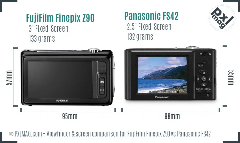 FujiFilm Finepix Z90 vs Panasonic FS42 Screen and Viewfinder comparison