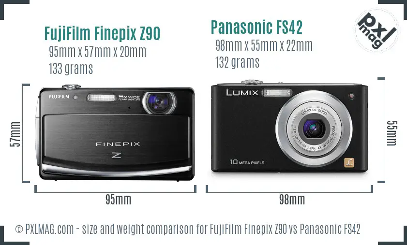 FujiFilm Finepix Z90 vs Panasonic FS42 size comparison