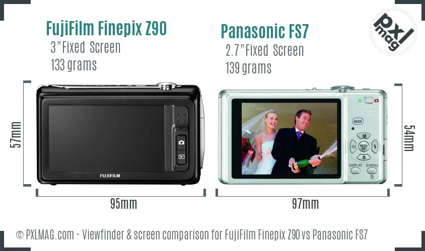 FujiFilm Finepix Z90 vs Panasonic FS7 Screen and Viewfinder comparison