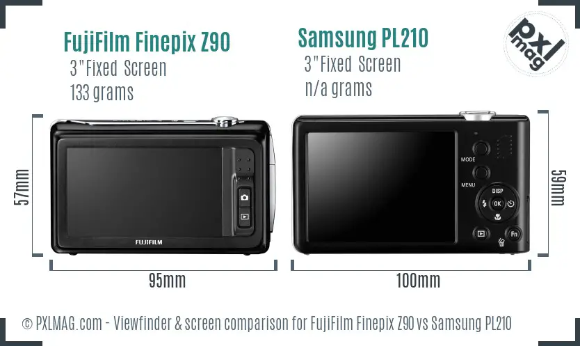 FujiFilm Finepix Z90 vs Samsung PL210 Screen and Viewfinder comparison FujiFilm Finepix Z90 vs Samsung PL210 Screen and Viewfinder comparison