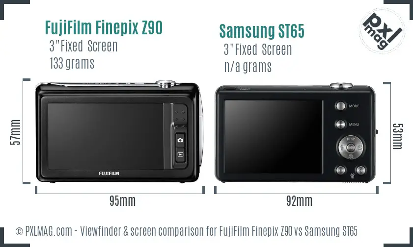 FujiFilm Finepix Z90 vs Samsung ST65 Screen and Viewfinder comparison