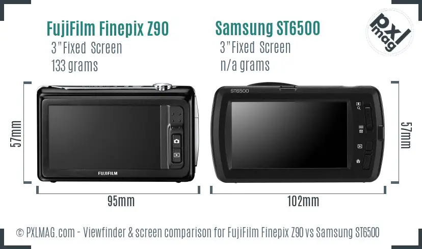 FujiFilm Finepix Z90 vs Samsung ST6500 Screen and Viewfinder comparison
