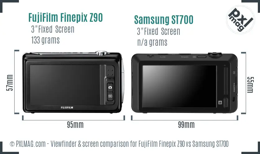 FujiFilm Finepix Z90 vs Samsung ST700 Screen and Viewfinder comparison