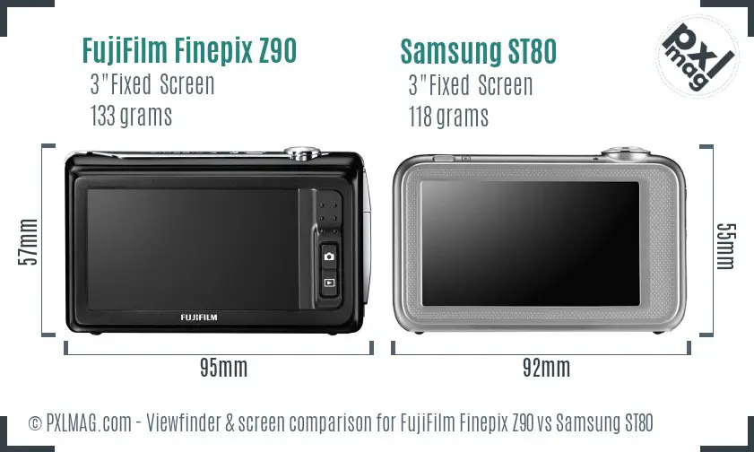 FujiFilm Finepix Z90 vs Samsung ST80 Screen and Viewfinder comparison
