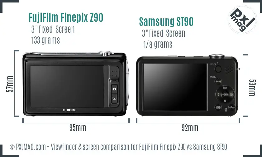 FujiFilm Finepix Z90 vs Samsung ST90 Screen and Viewfinder comparison