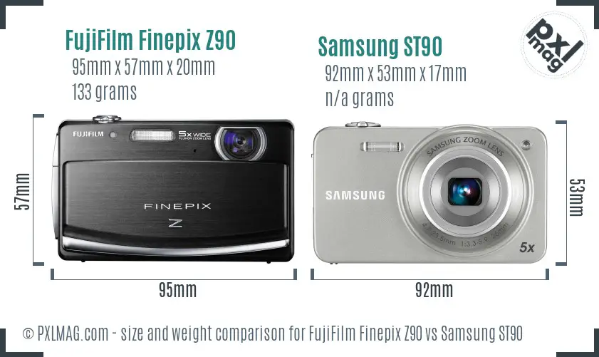 FujiFilm Finepix Z90 vs Samsung ST90 size comparison