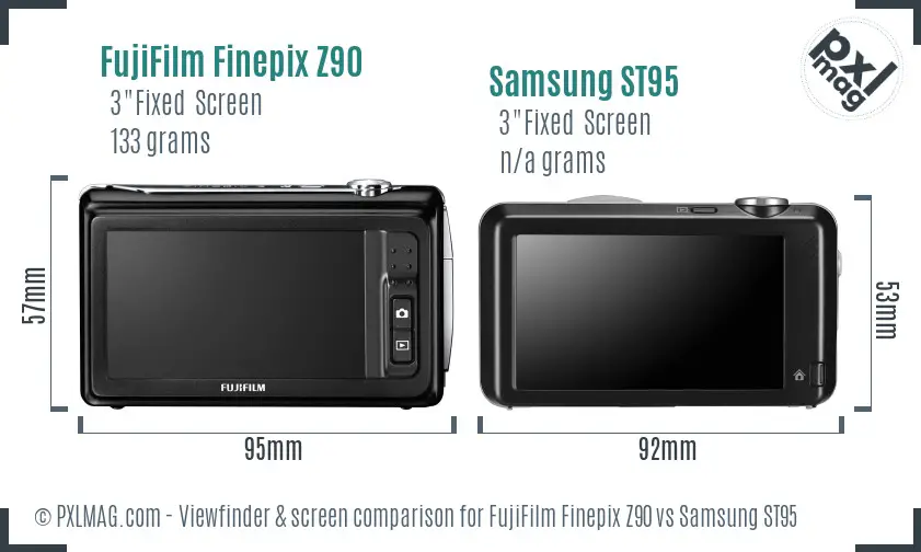 FujiFilm Finepix Z90 vs Samsung ST95 Screen and Viewfinder comparison