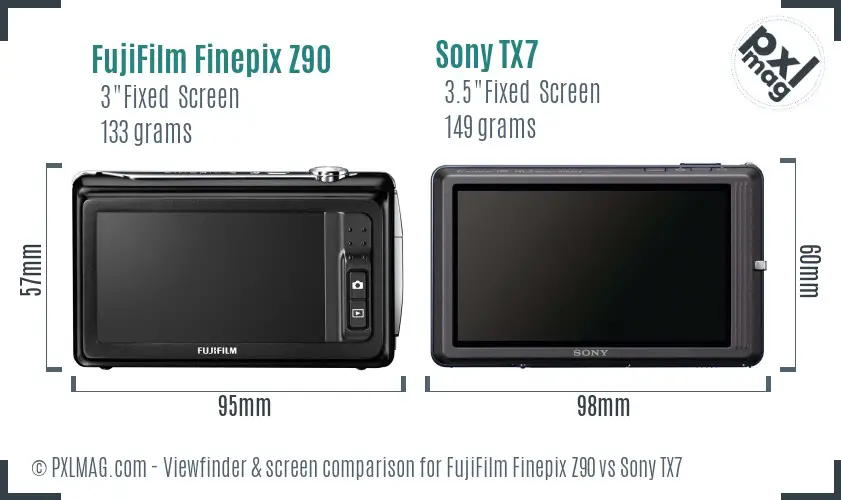 FujiFilm Finepix Z90 vs Sony TX7 Screen and Viewfinder comparison FujiFilm Finepix Z90 vs Sony TX7 Screen and Viewfinder comparison