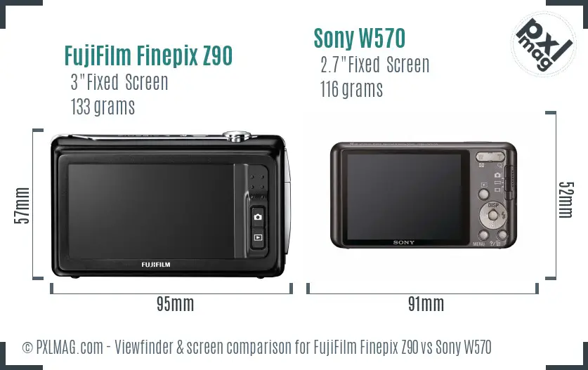 FujiFilm Finepix Z90 vs Sony W570 Screen and Viewfinder comparison FujiFilm Finepix Z90 vs Sony W570 Screen and Viewfinder comparison