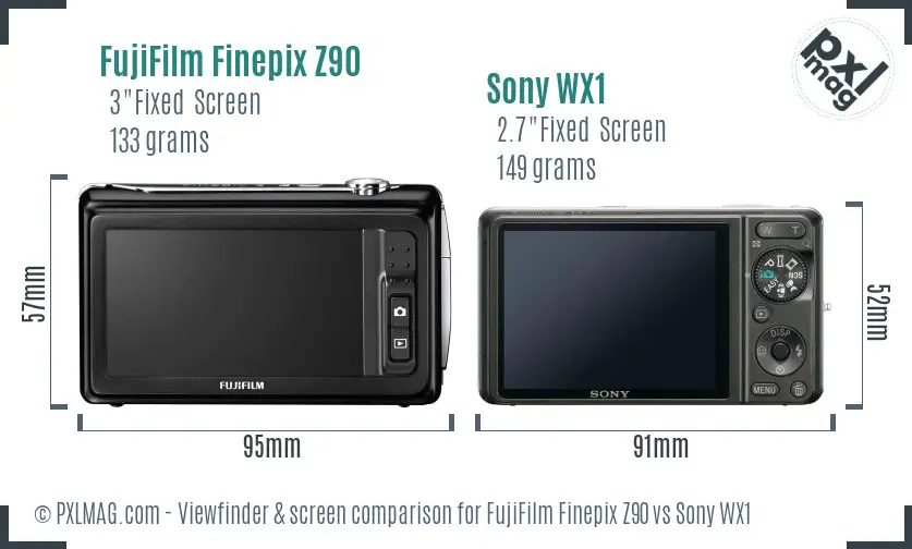 FujiFilm Finepix Z90 vs Sony WX1 Screen and Viewfinder comparison