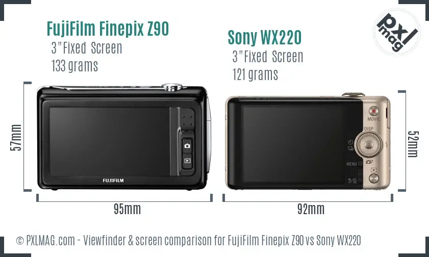 FujiFilm Finepix Z90 vs Sony WX220 Screen and Viewfinder comparison