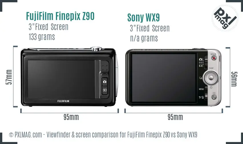 FujiFilm Finepix Z90 vs Sony WX9 Screen and Viewfinder comparison