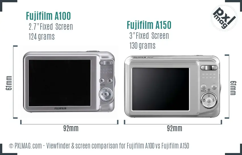 Fujifilm A100 vs Fujifilm A150 Screen and Viewfinder comparison