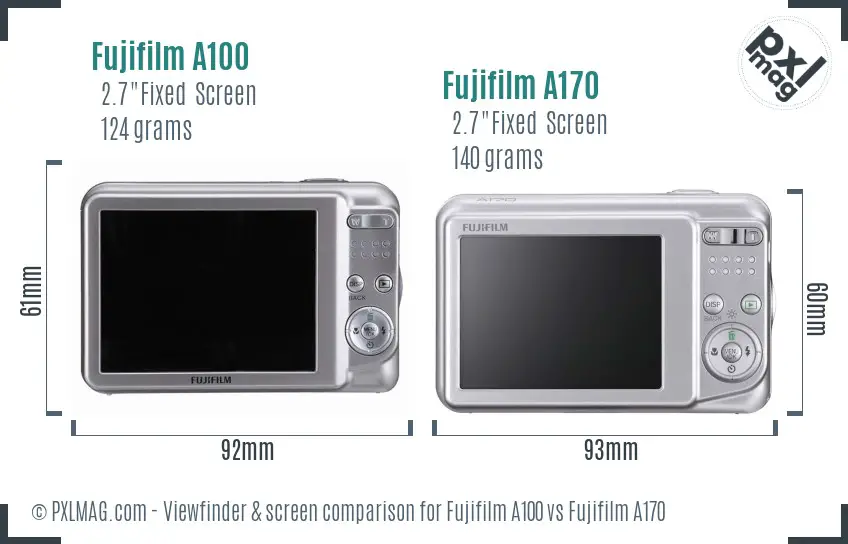 Fujifilm A100 vs Fujifilm A170 Screen and Viewfinder comparison