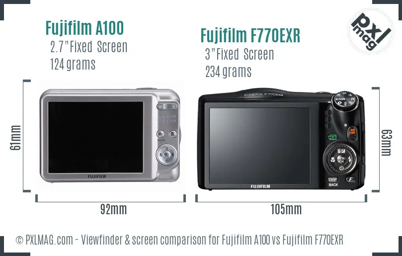 Fujifilm A100 vs Fujifilm F770EXR Screen and Viewfinder comparison Fujifilm A100 vs Fujifilm F770EXR Screen and Viewfinder comparison