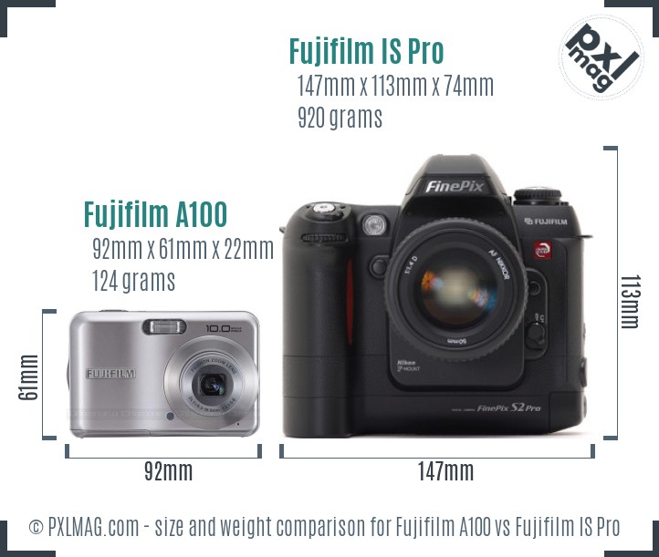 Fujifilm A100 vs Fujifilm IS Pro size comparison