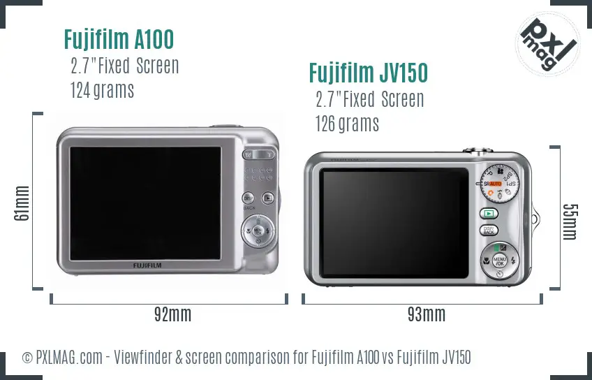 Fujifilm A100 vs Fujifilm JV150 Screen and Viewfinder comparison