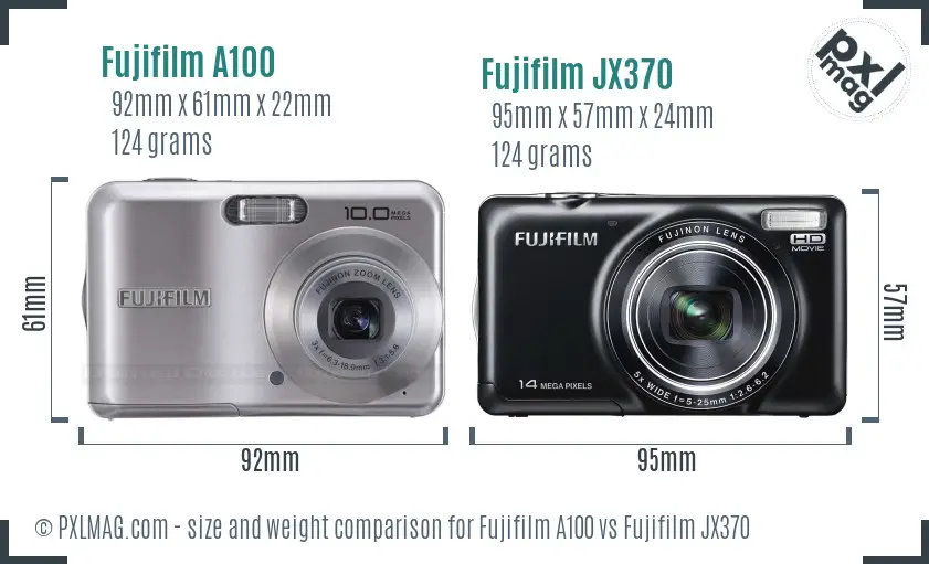 Fujifilm A100 vs Fujifilm JX370 size comparison