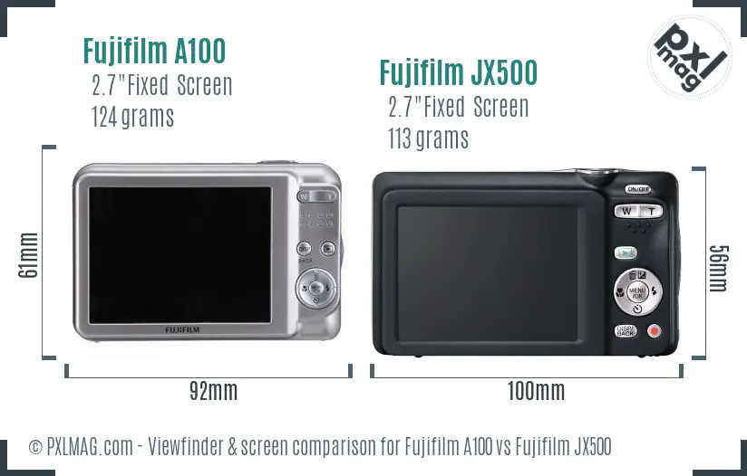 Fujifilm A100 vs Fujifilm JX500 Screen and Viewfinder comparison