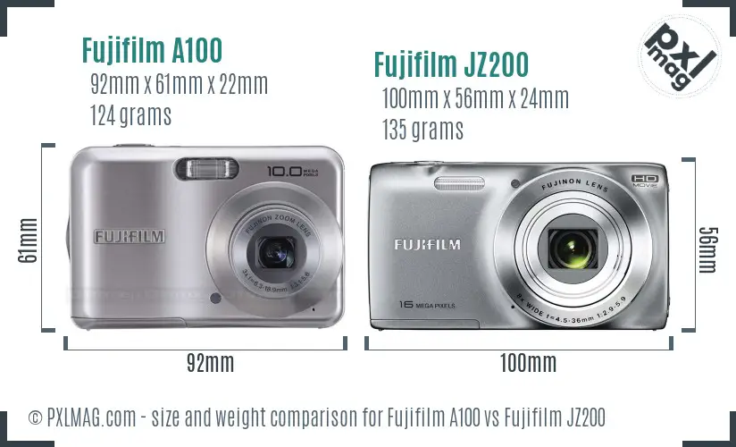 Fujifilm A100 vs Fujifilm JZ200 size comparison