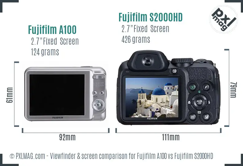 Fujifilm A100 vs Fujifilm S2000HD Screen and Viewfinder comparison Fujifilm A100 vs Fujifilm S2000HD Screen and Viewfinder comparison