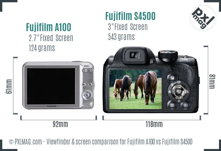 Fujifilm A100 vs Fujifilm S4500 Screen and Viewfinder comparison