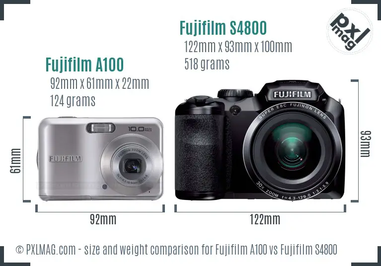 Fujifilm A100 vs Fujifilm S4800 size comparison Fujifilm A100 vs Fujifilm S4800 size comparison