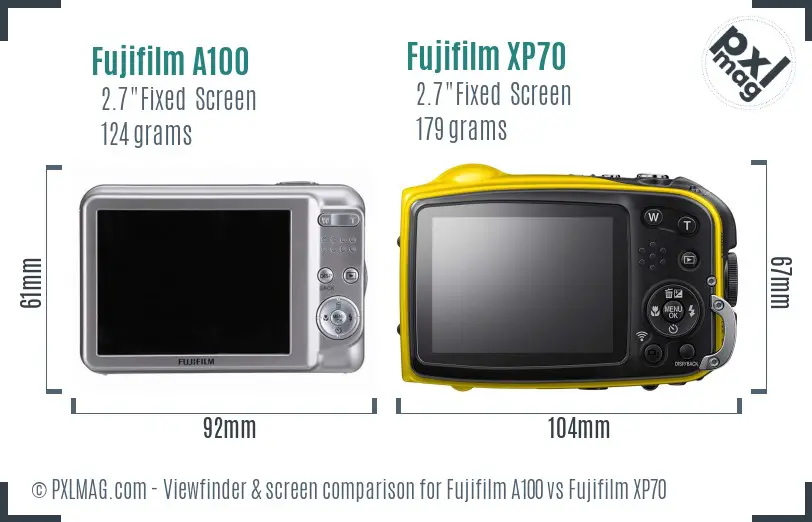 Fujifilm A100 vs Fujifilm XP70 Screen and Viewfinder comparison